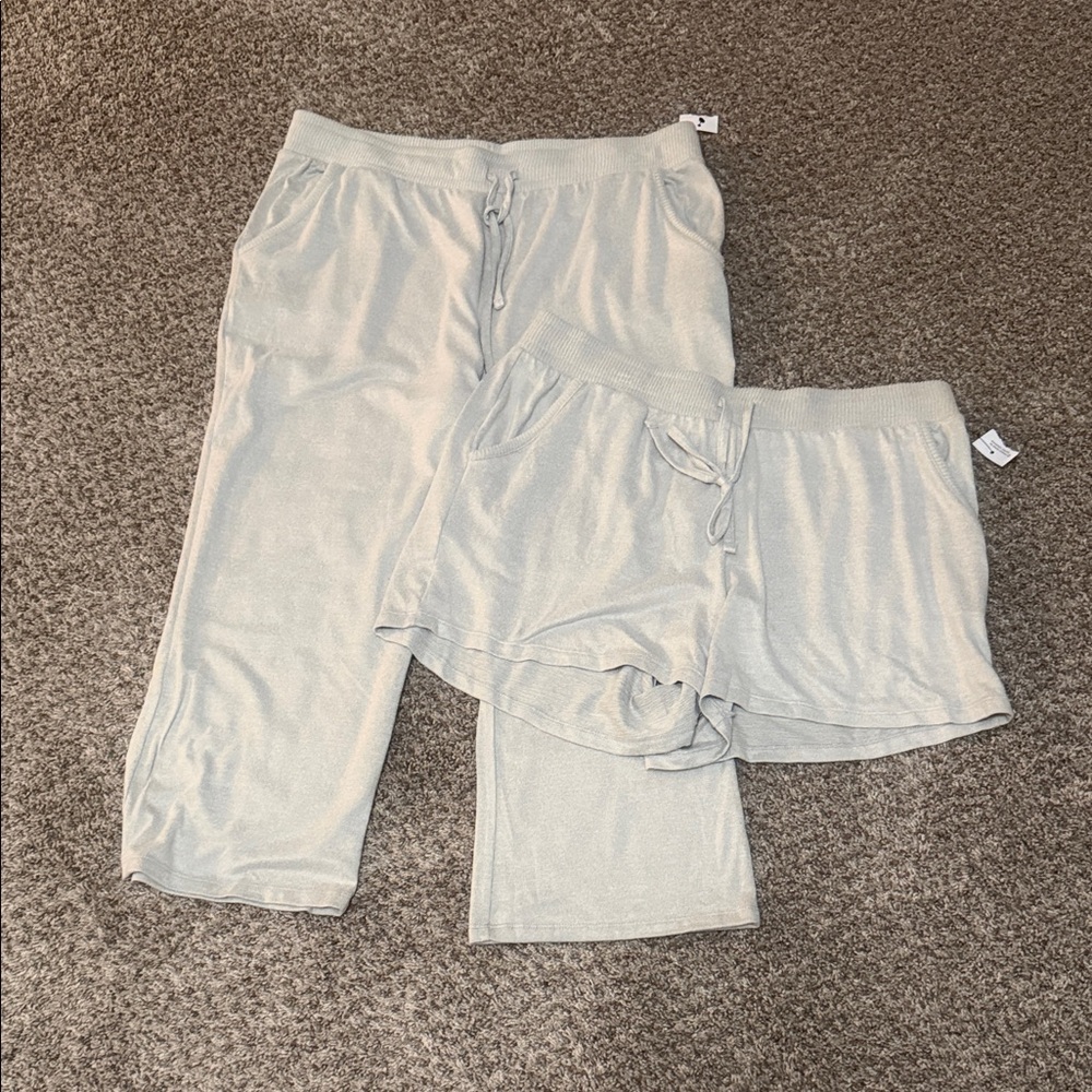 Light Gray Lounge Pants and Shorts Set